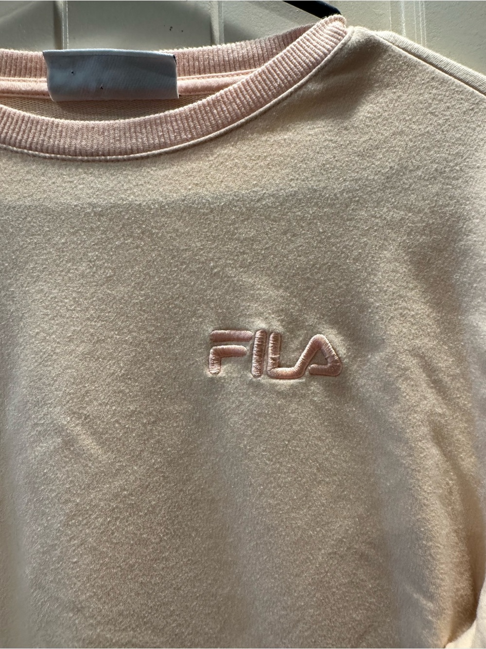 Fila light pink Crewneck Sweatshirt with Embroidered Logo